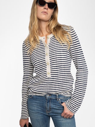 Mandala Jumper - Long-sleeved sailor sweater with buttoned collar.