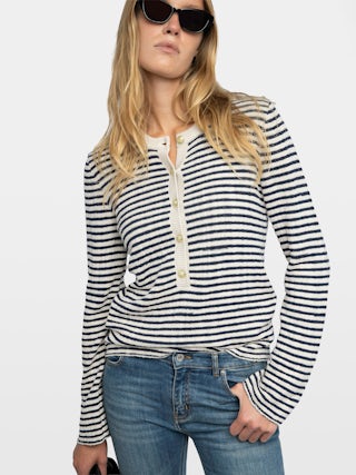 Mandala Jumper - Long-sleeved sailor sweater with buttoned collar.