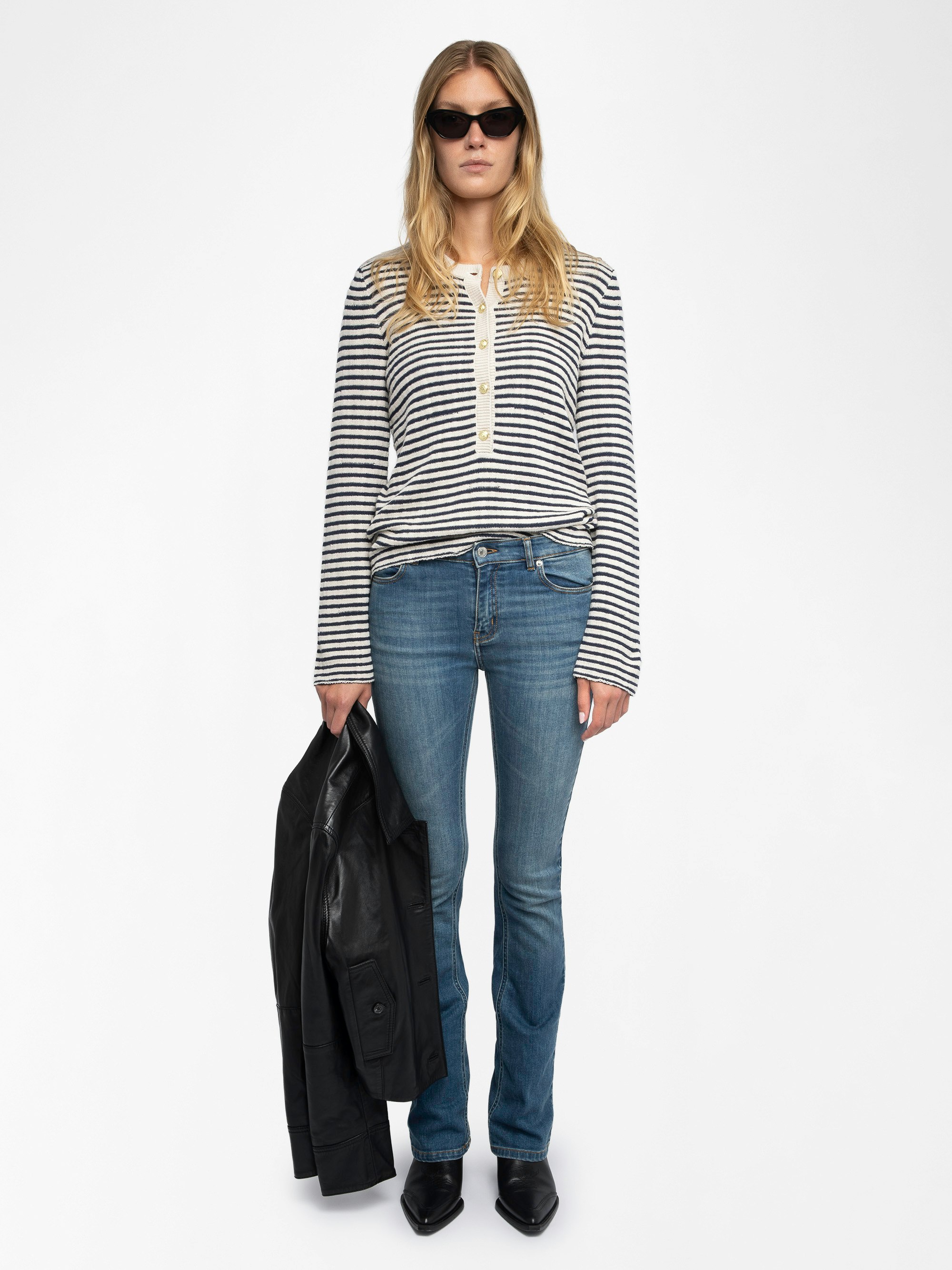 Mandala Jumper - Long-sleeved sailor sweater with buttoned collar.