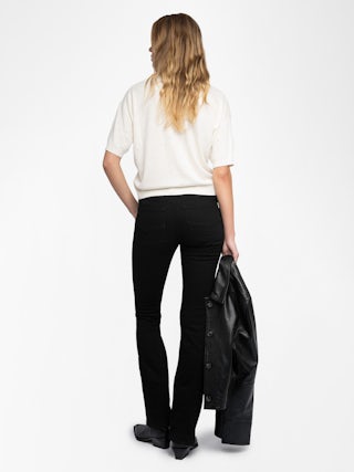 Wully Jumper - Short-sleeved V-neck sweater with all-over rhinestones.