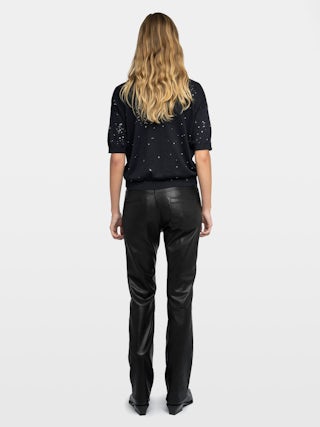 Pullover Wully - Kurzärmeliger V-Ausschnitt-Pullover mit Strass-Allover.