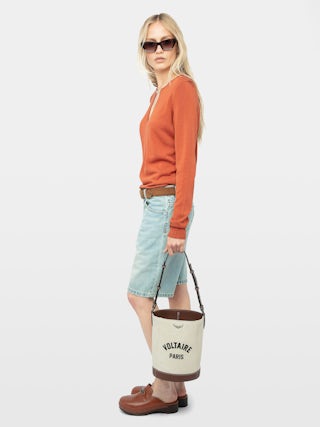 Sayan Sweater - Long-sleeved knit top with wing closure.