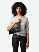 Kandy Sweater - Beige merino wool sweater with long sleeves and all-over diamante crystals.