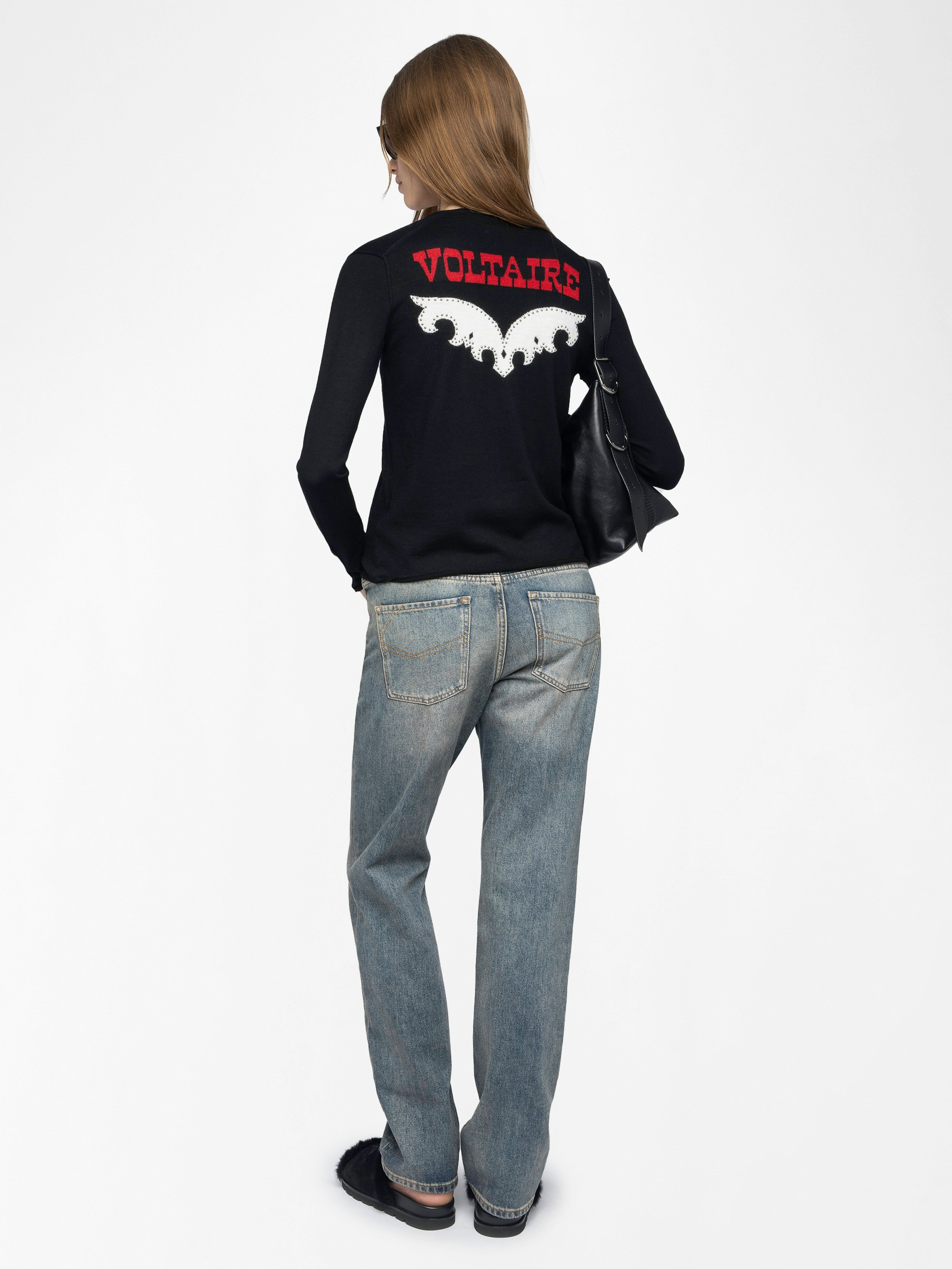 Nosfa Wool Sweater - V-neck sweater with long sleeves and customisation on the back.