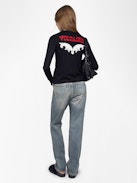 Maglione Nosfa 100% Lana Merino - Maglione con scollo a V e maniche lunghe con personalizzazione sul retro.