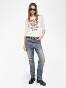 Teissa Wool Sweater - Sweater with round neck and intarsia on the front.