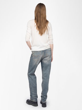 Teissa Wool Sweater - Sweater with round neck and intarsia on the front.