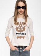 Teissa Wool Sweater - Sweater with round neck and intarsia on the front.