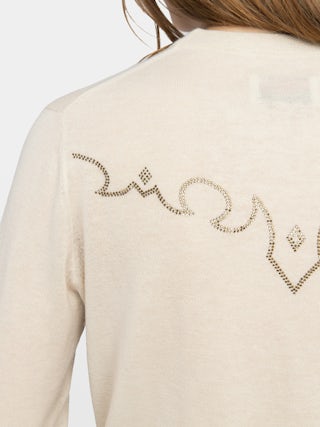 Miss Jumper 100% Cashmere - Round neck jumper with rhinestone skull.