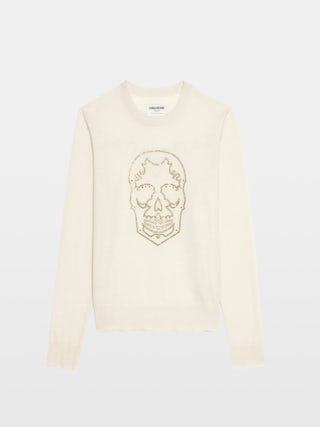 Miss Jumper 100% Cashmere - Round neck jumper with rhinestone skull.
