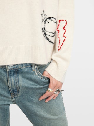 Pull Markuz 100% Cachemire - Pull col rond avec broderie intégrale.