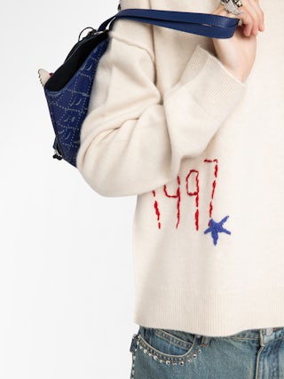 Markuz Cashmere Sweater - Round neck sweater with all-over embroidery.