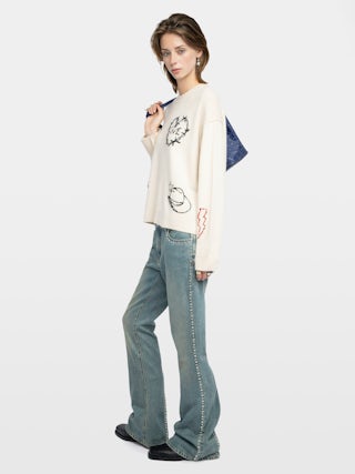 Pull Markuz 100% Cachemire - Pull col rond avec broderie intégrale.