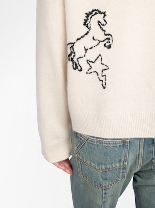 Markuz Cashmere Sweater - Round neck sweater with all-over embroidery.