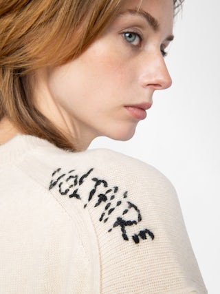 Markuz Cashmere Sweater - Round neck sweater with all-over embroidery.