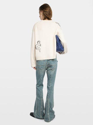 Pull Markuz 100% Cachemire - Pull col rond avec broderie intégrale.