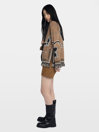 Pull Leon 100% Laine Mérinos - Pull col rond lacé et motif jacquard électronique intégral.