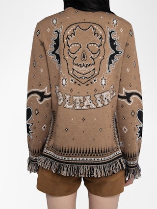 Leon Jumper 100% Merino Wool - Lace-up jumper with round neck and print.