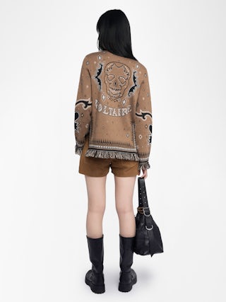 Leon Jumper 100% Merino Wool - Lace-up jumper with round neck and print.