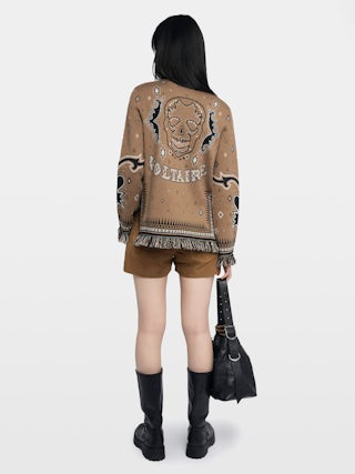 Pull Leon 100% Laine Mérinos - Pull col rond lacé et motif jacquard électronique intégral.