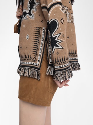 Leon Jumper 100% Merino Wool - Lace-up jumper with round neck and print.