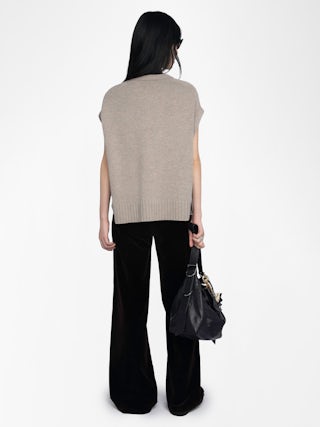 Darcy Jumper - Sleeveless jumper with round neck and contrasting outside linking on the sides.