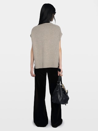 Darcy Jumper - Sleeveless jumper with round neck and contrasting outside linking on the sides.