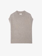 Pullover Darcy - Ärmelloses T-Shirt mit Rundhalsausschnitt und kontrastierendem Outside Linking an den Seiten.