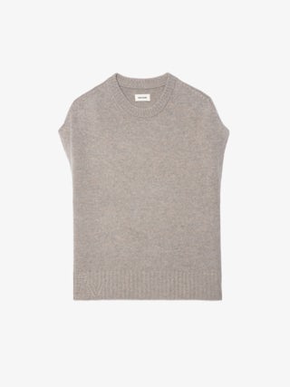 Darcy Jumper - Sleeveless jumper with round neck and contrasting outside linking on the sides.