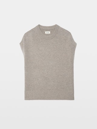 Darcy Jumper - Sleeveless jumper with round neck and contrasting outside linking on the sides.