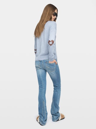 Cici Jumper - Jumper with round neck and heart patch on elbows.