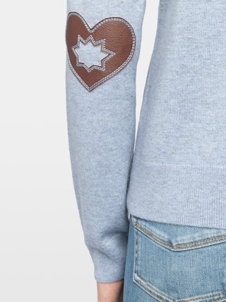 Cici Jumper - Jumper with round neck and heart patch on elbows.