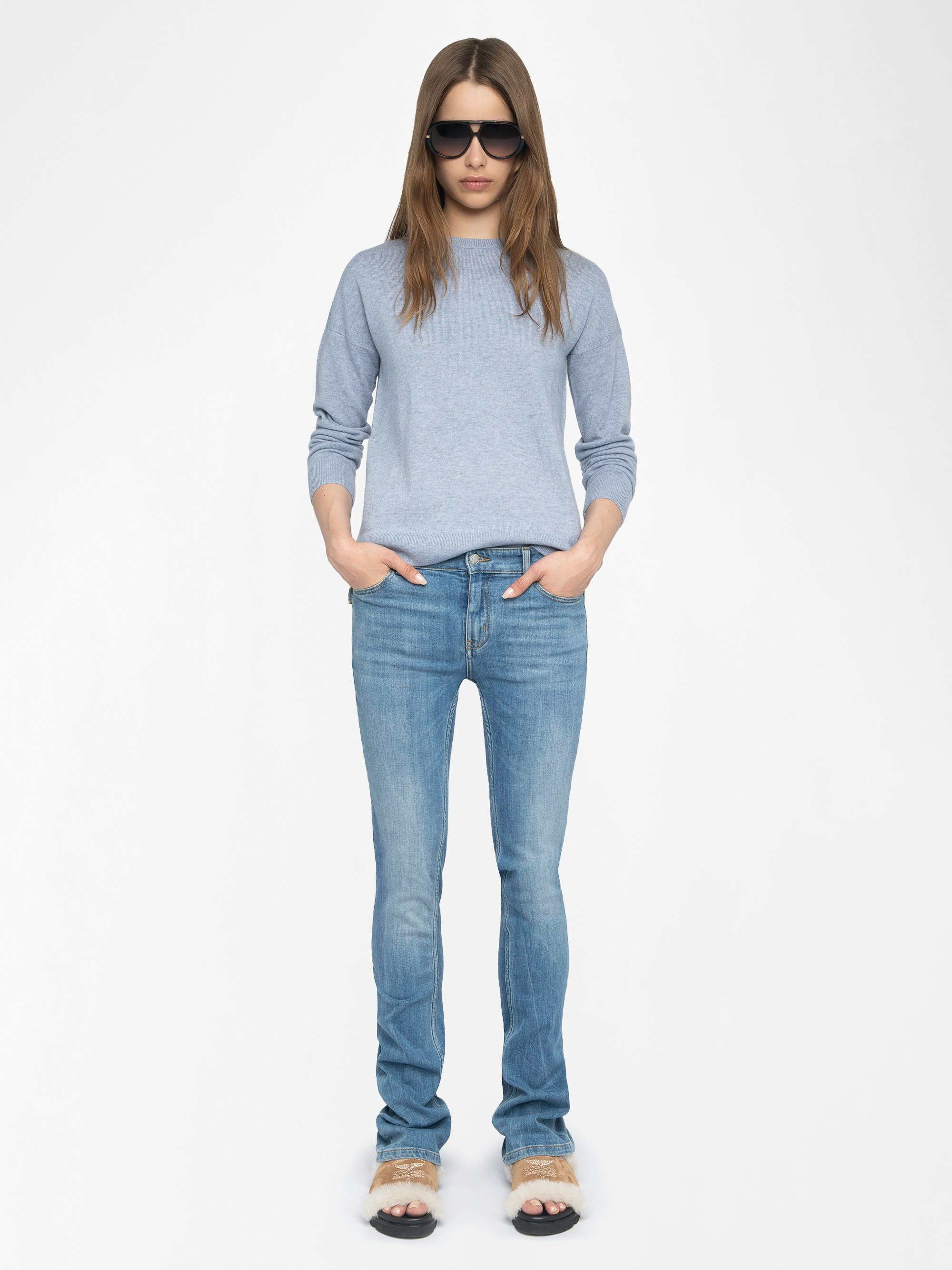 Jumper Cici 100% Cashmere - Jumper with round neck and heart patch on elbows.