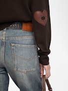 Cici Jumper - Round neck jumper with heart patches at elbows.