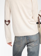 Maglione Vivi 100% Cashmere - Maglione con scollo a V e patch a cuore sui gomiti.