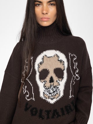 Bleeza Jumper 100% Merino Wool - Jumper with high neck featuring intarsia skull on front.