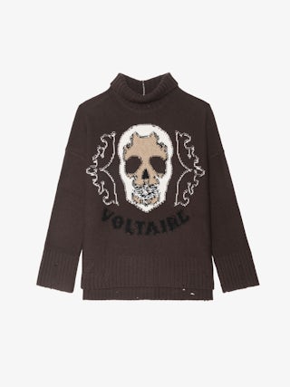 Bleeza Jumper 100% Merino Wool - Jumper with high neck featuring intarsia skull on front.