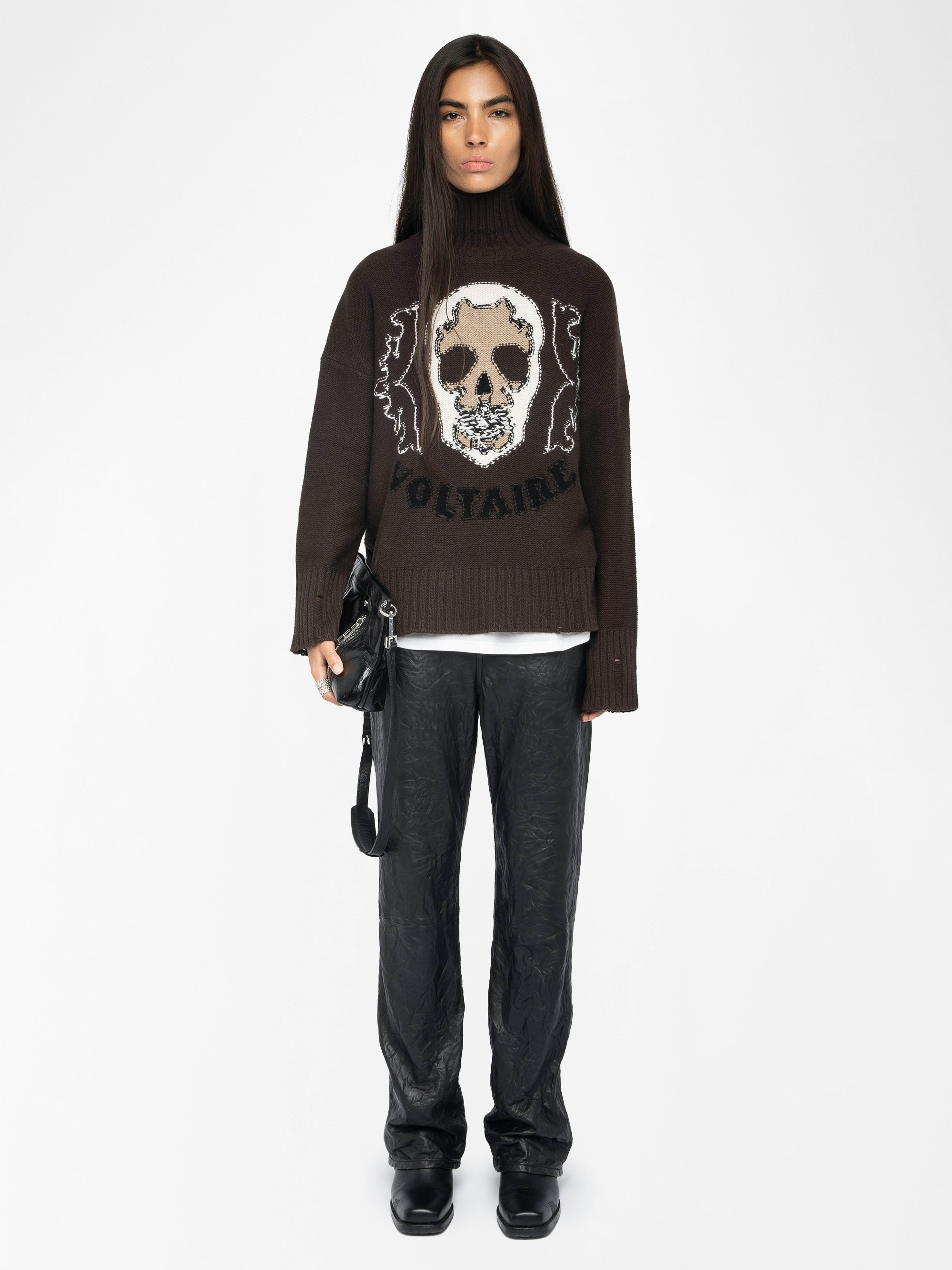 Jersey Bleeza 100% Lana Merino - Jersey cuello alto con intarsia skull en la parte delantera.