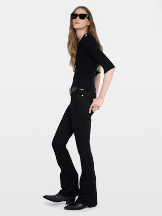 Pull Fobee - Pull col rond avec boutons bijoux et manches 3/4.