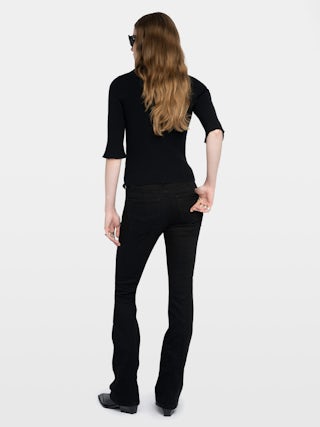 Pull Fobee - Pull col rond avec boutons bijoux et manches 3/4.