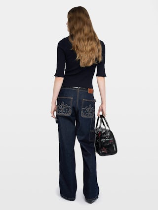 Pull Fobee - Pull col rond avec boutons bijoux et manches 3/4.