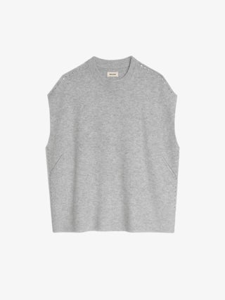 Larcy Sweater - Round neck sleeveless sweater with stud details down sides.