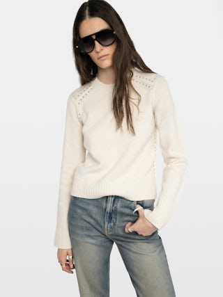 Pull Nalty - Pull col rond manches longues avec studs sur les épaules.