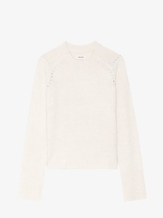 Nalty Sweater - Round neck sweater with long sleeves and studs on the shoulders.