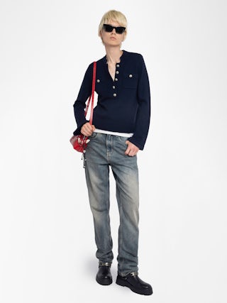 Lucas Jumper - Jumper with button opening and flared sleeves.