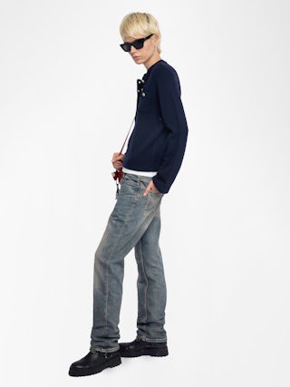 Lucas Jumper - Jumper with button opening and flared sleeves.