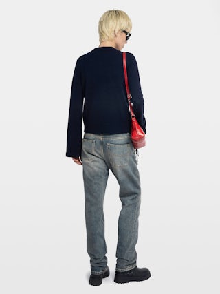 Pull Lucas - Pull ouverture boutonné avec manches évasées.