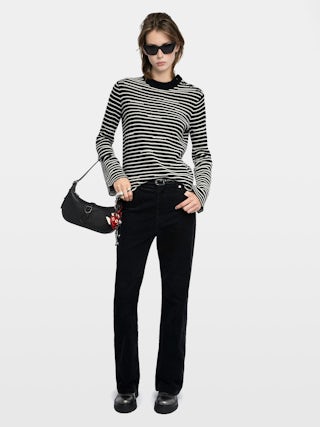 Pull Spiky - Pull marin rayé avec boutons ailes.