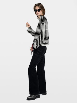 Pull Spiky - Pull marin rayé avec boutons ailes.