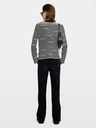 Pull Spiky - Pull marin rayé avec boutons ailes.